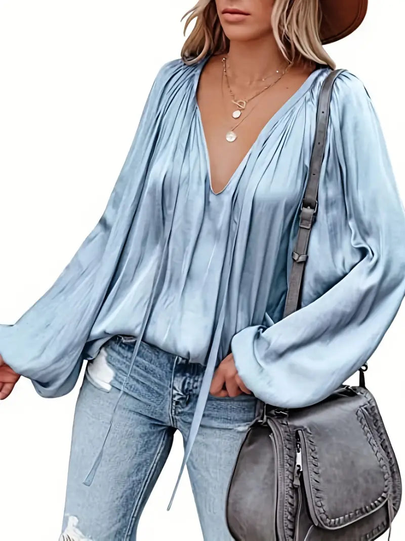 Elegant Satin Long Sleeve Blouse