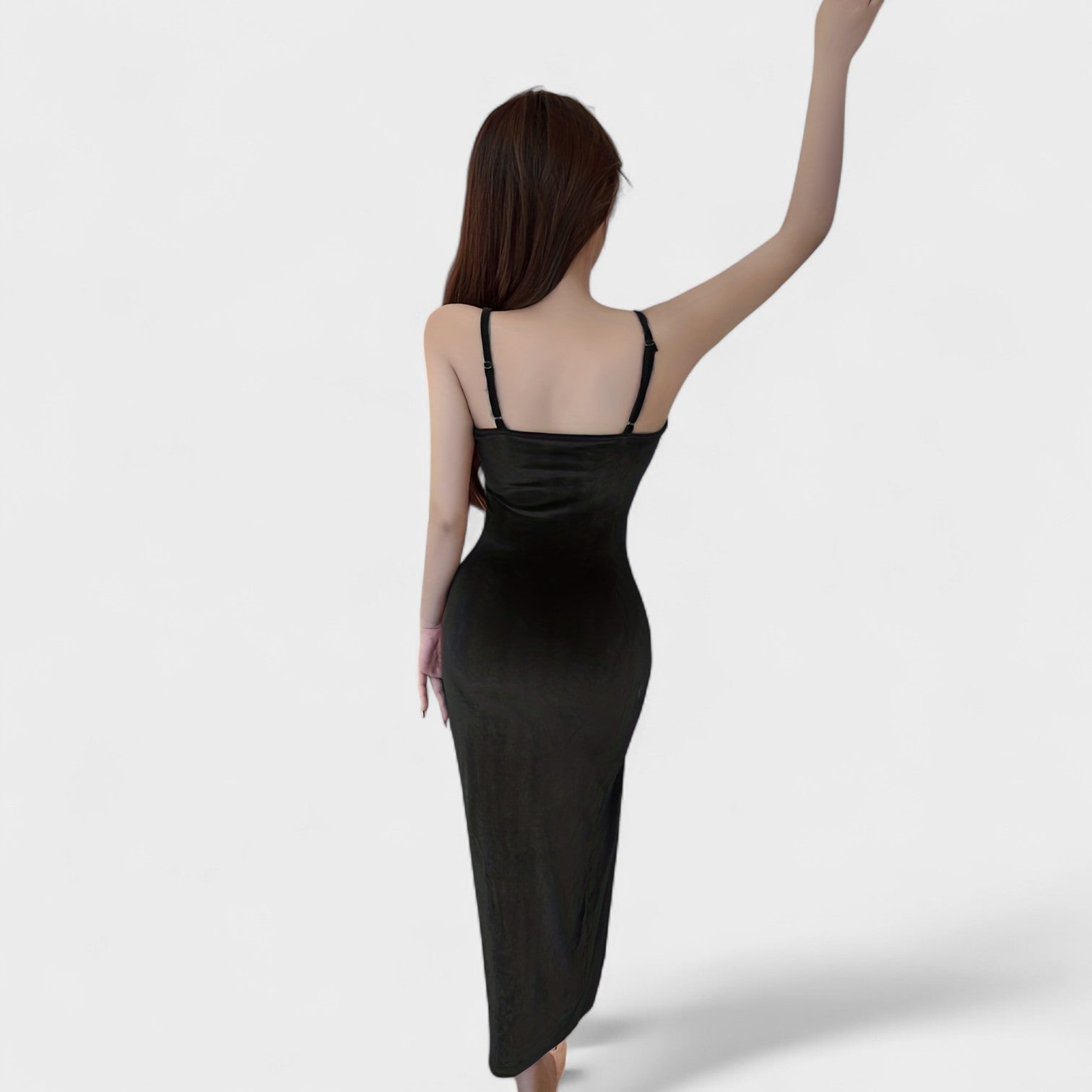 Elegant Velvet Cocktail Dress with Slit