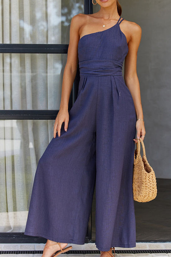 Ivy | One Shoulder Summer Jumpsuit with Wide Legs