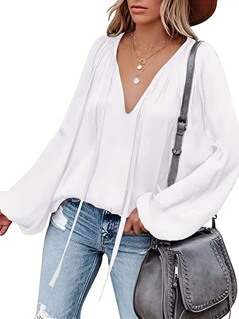 Elegant Satin Long Sleeve Blouse
