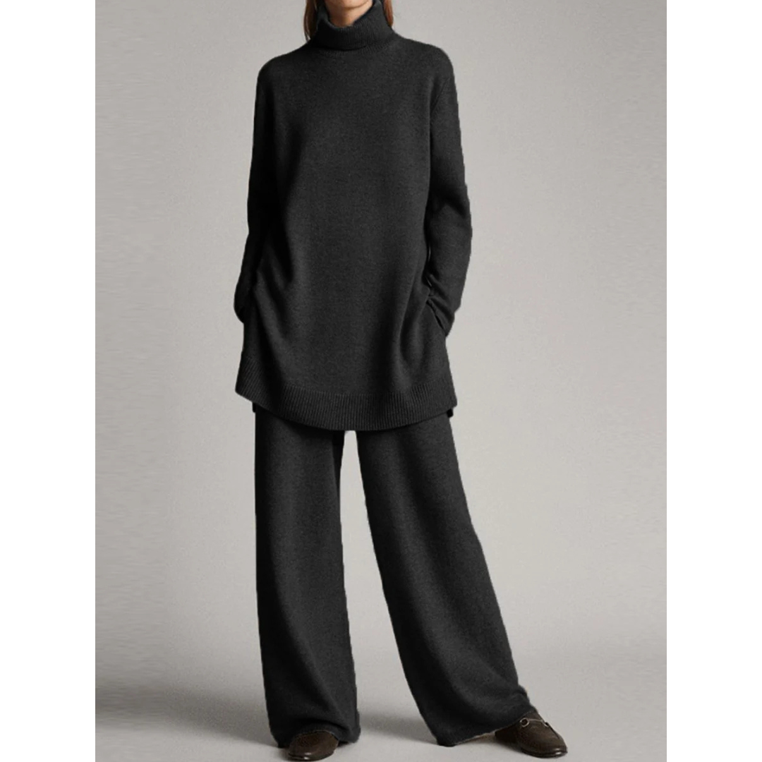 Women's Plus Size Turtleneck Sweater Set