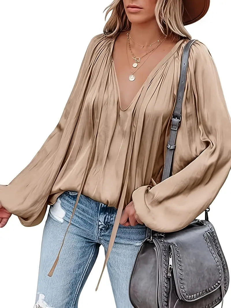 Elegant Satin Long Sleeve Blouse