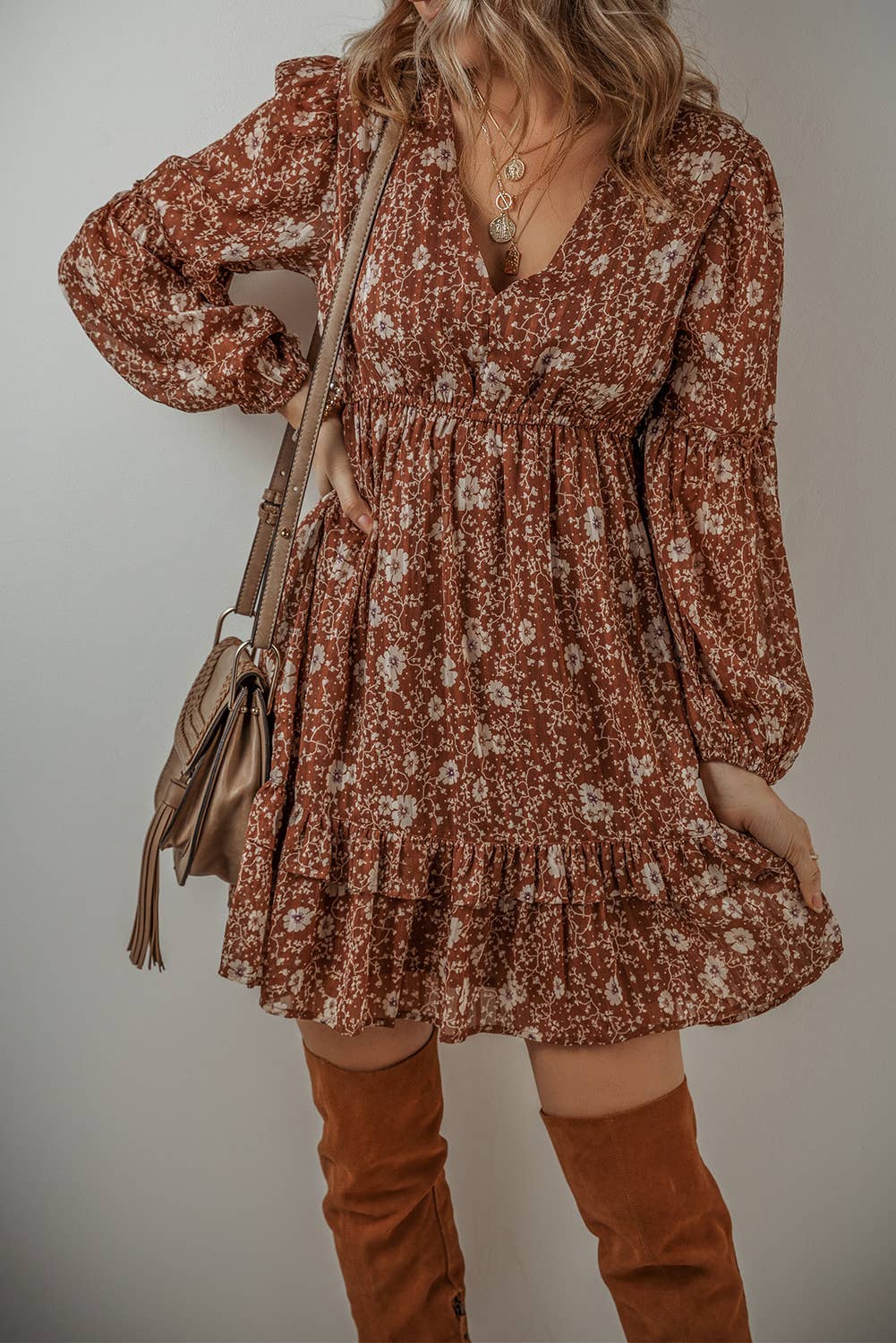 Boho Style Floral Mini Dress