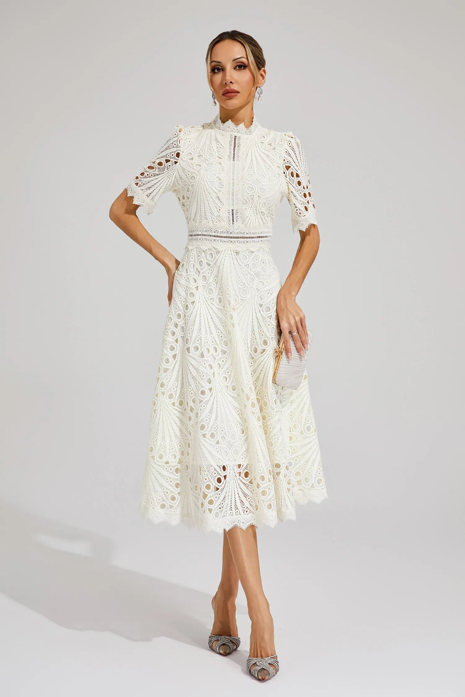 Amelia | Elegant Lace Midi Dress for Women