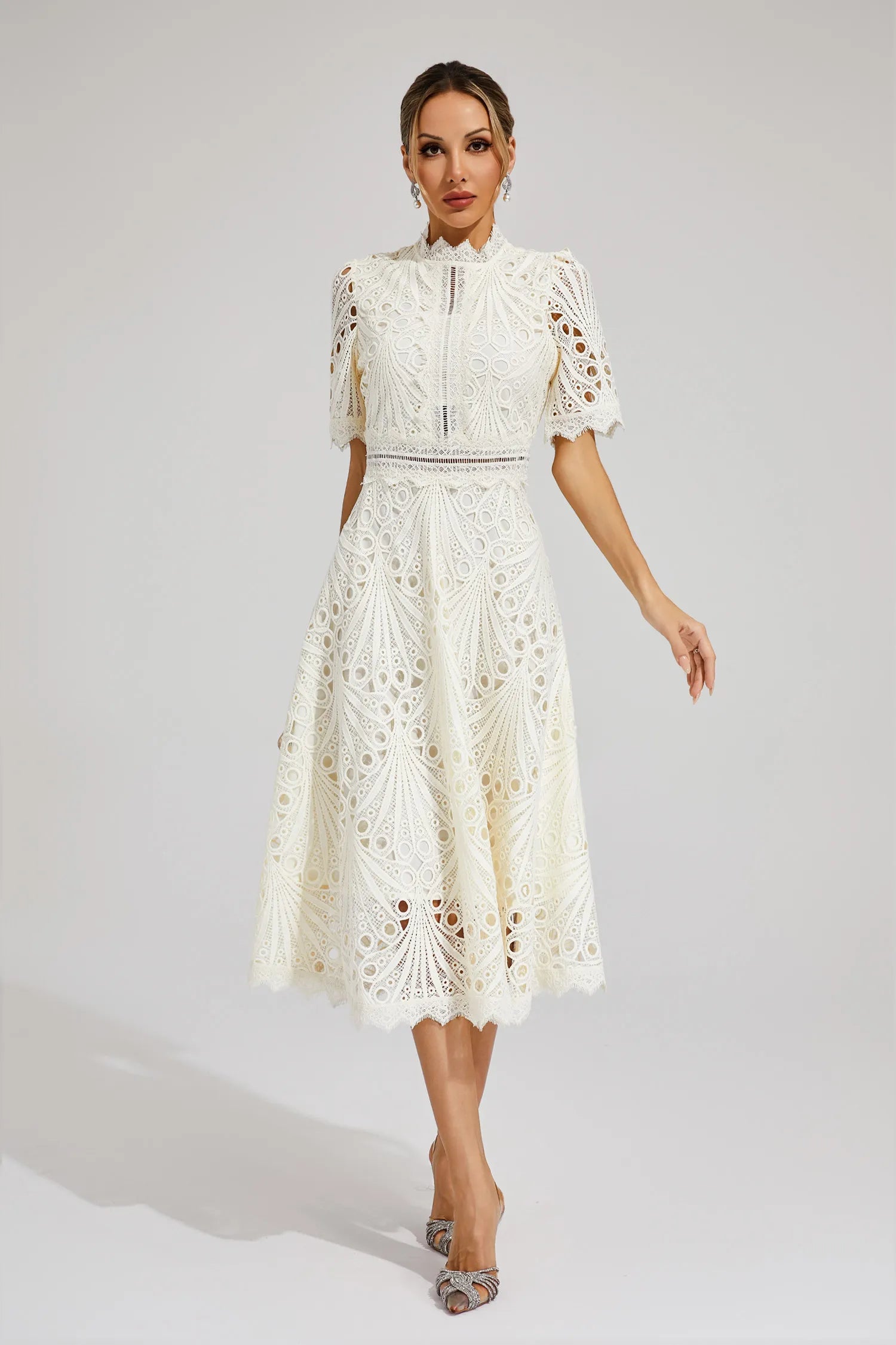 Amelia | Elegant Lace Midi Dress for Women