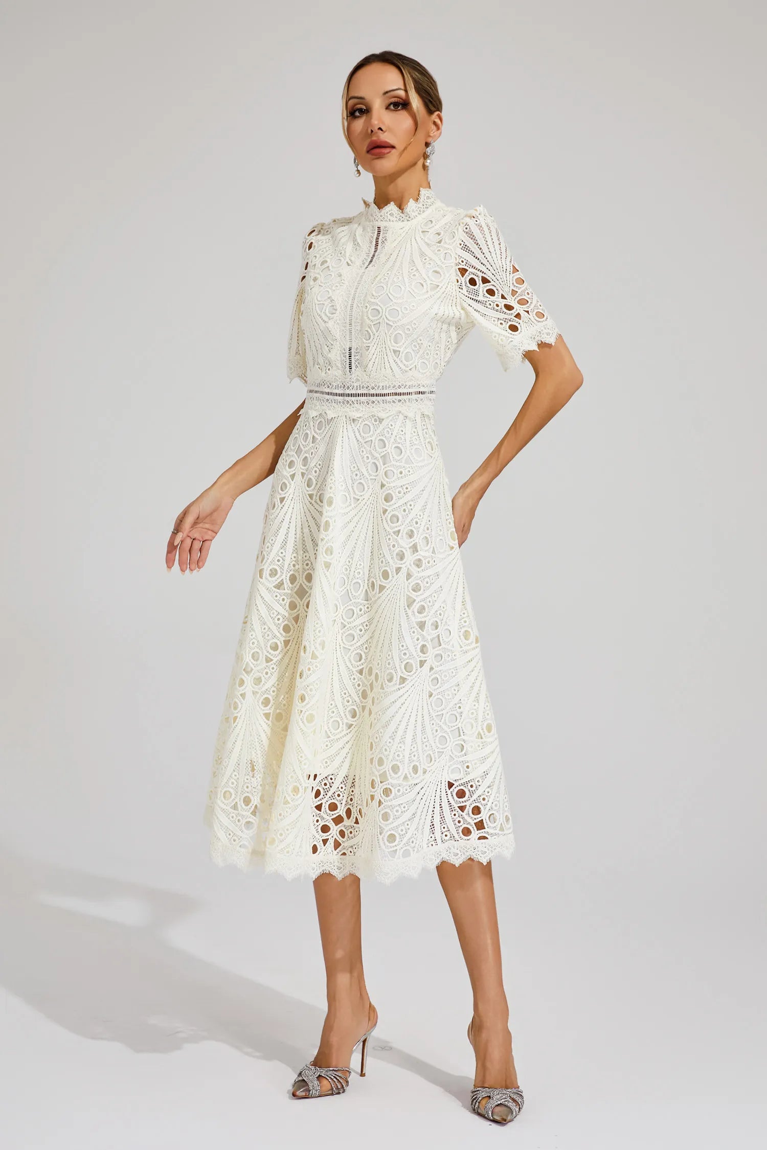 Amelia | Elegant Lace Midi Dress for Women