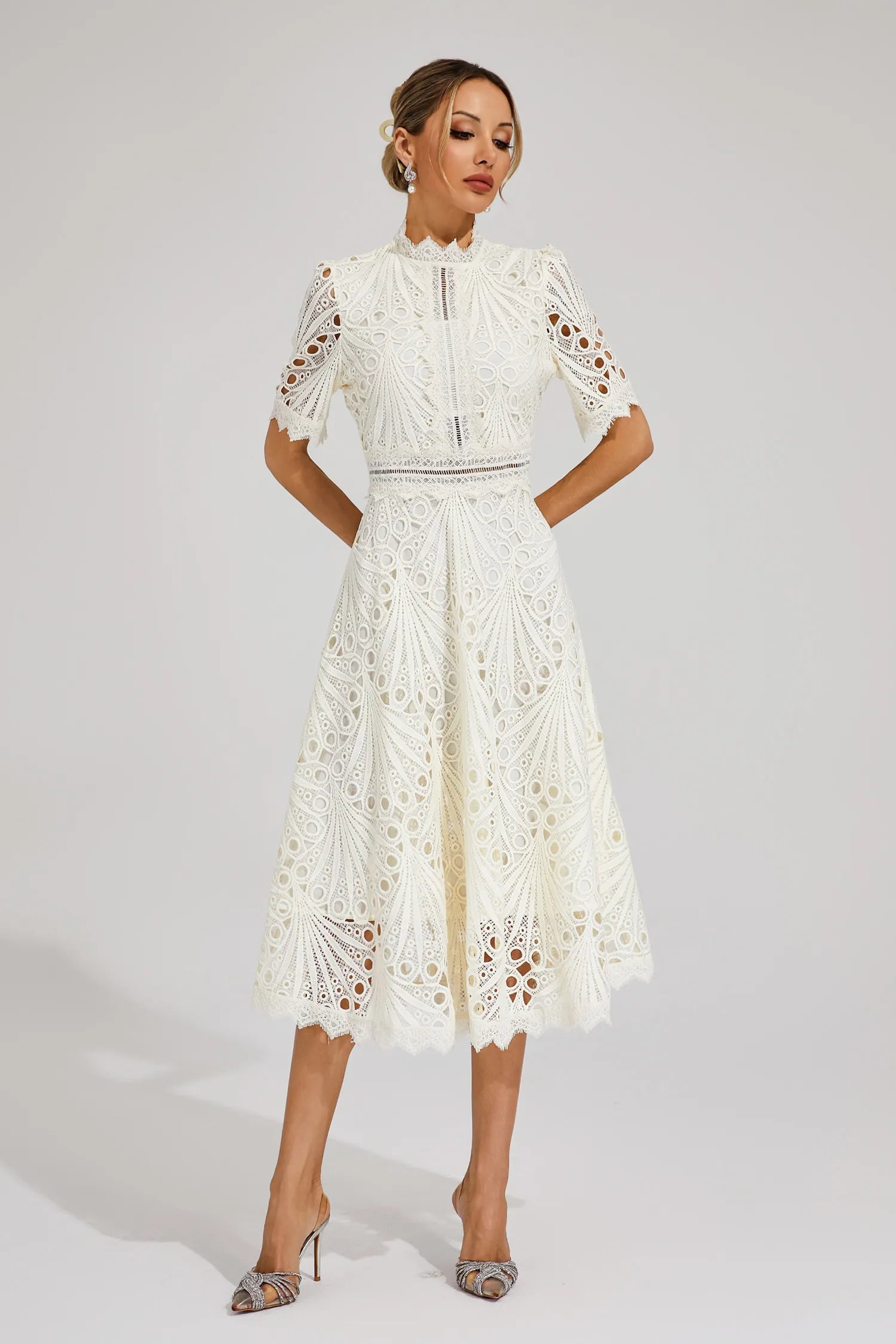 Amelia | Elegant Lace Midi Dress for Women