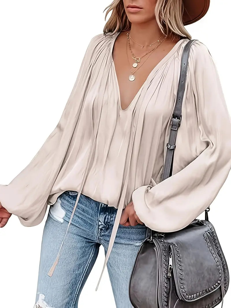 Elegant Satin Long Sleeve Blouse
