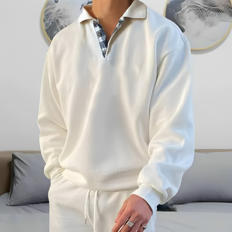 Men's Casual Polo Pullover Sweatshirt