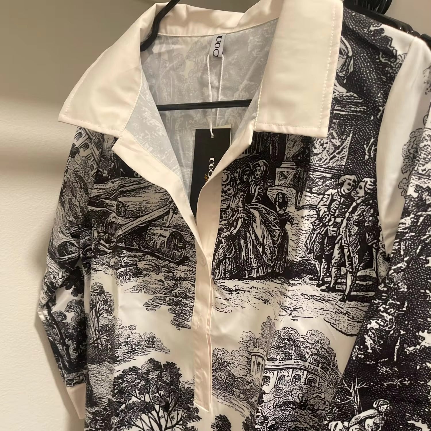Chloe | Vintage Toile Print Mini Tunic Dress