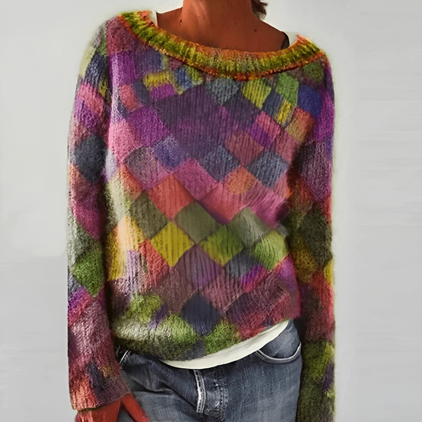 Women's Colorful Patchwork Winter Sweater