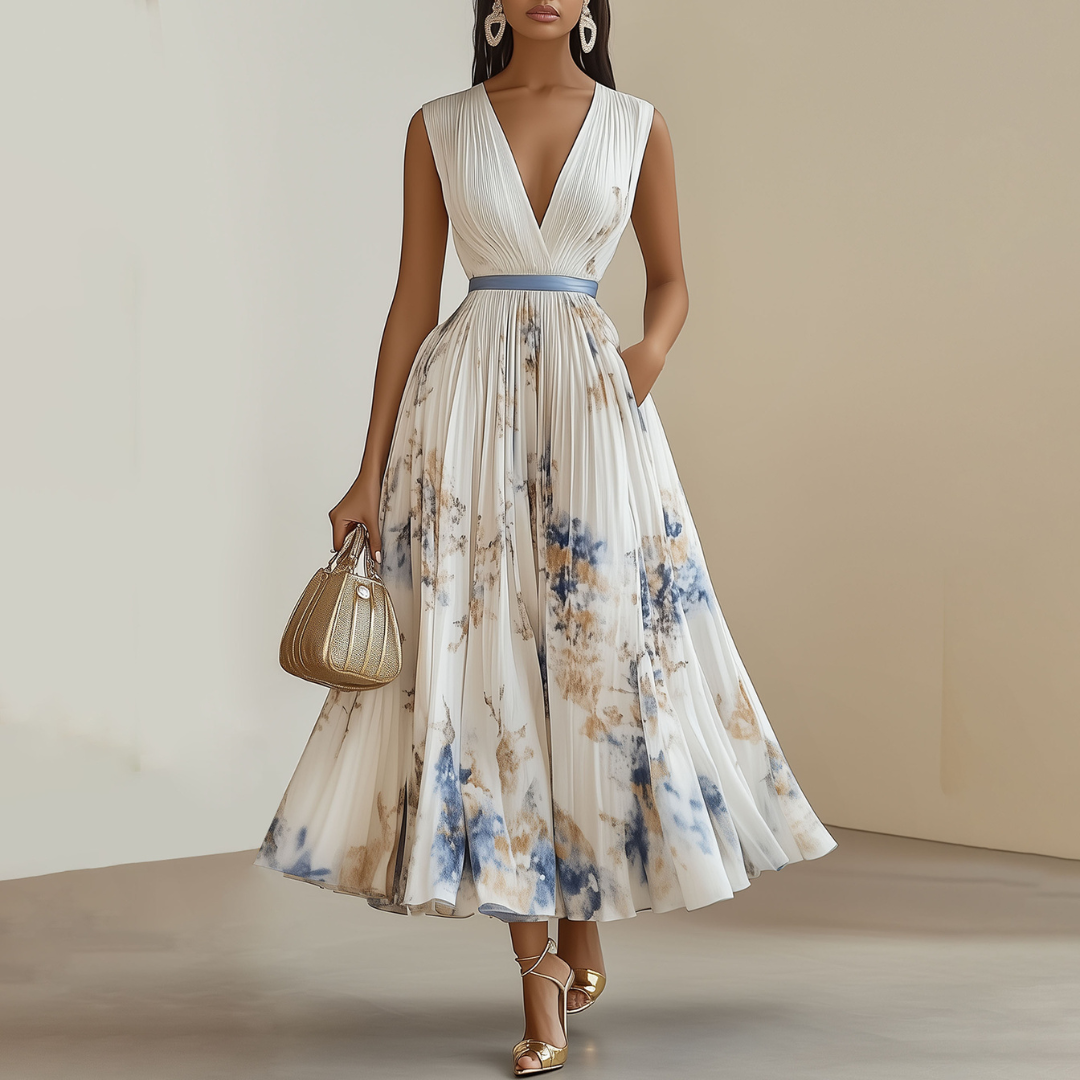 Isla | Elegant Blue and White Floral Ceremony Dress