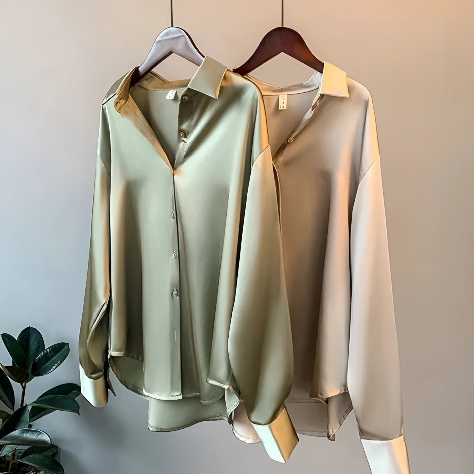 Chloe | Luxury Satin Button-Up Silk Blouse