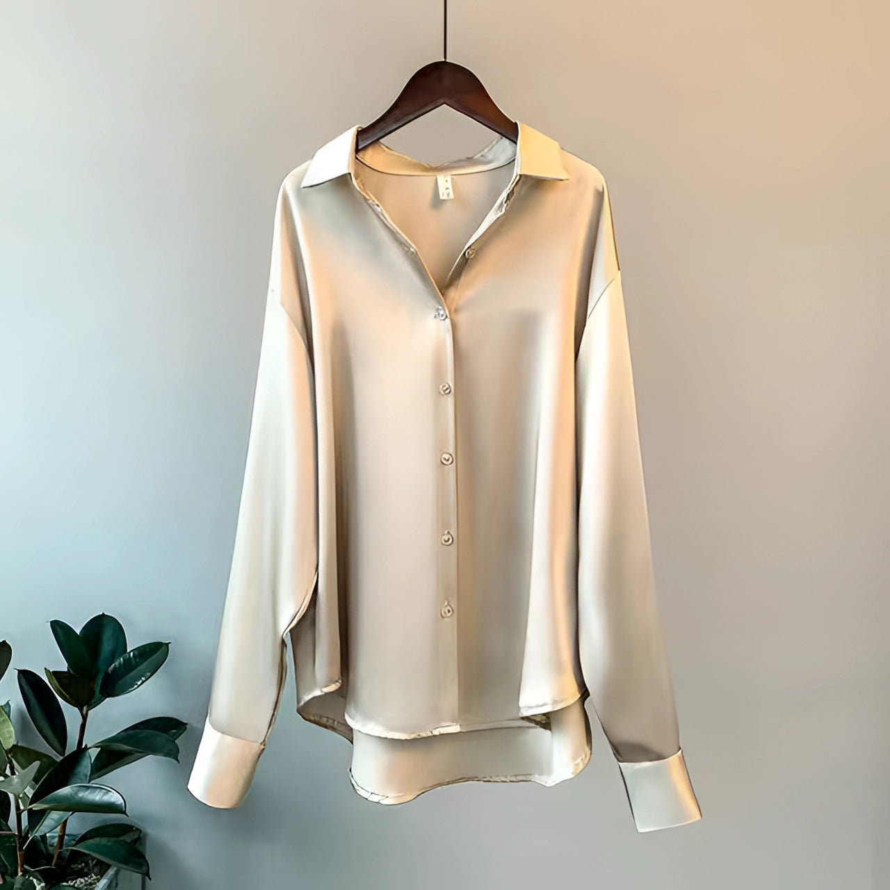 Chloe | Luxury Satin Button-Up Silk Blouse