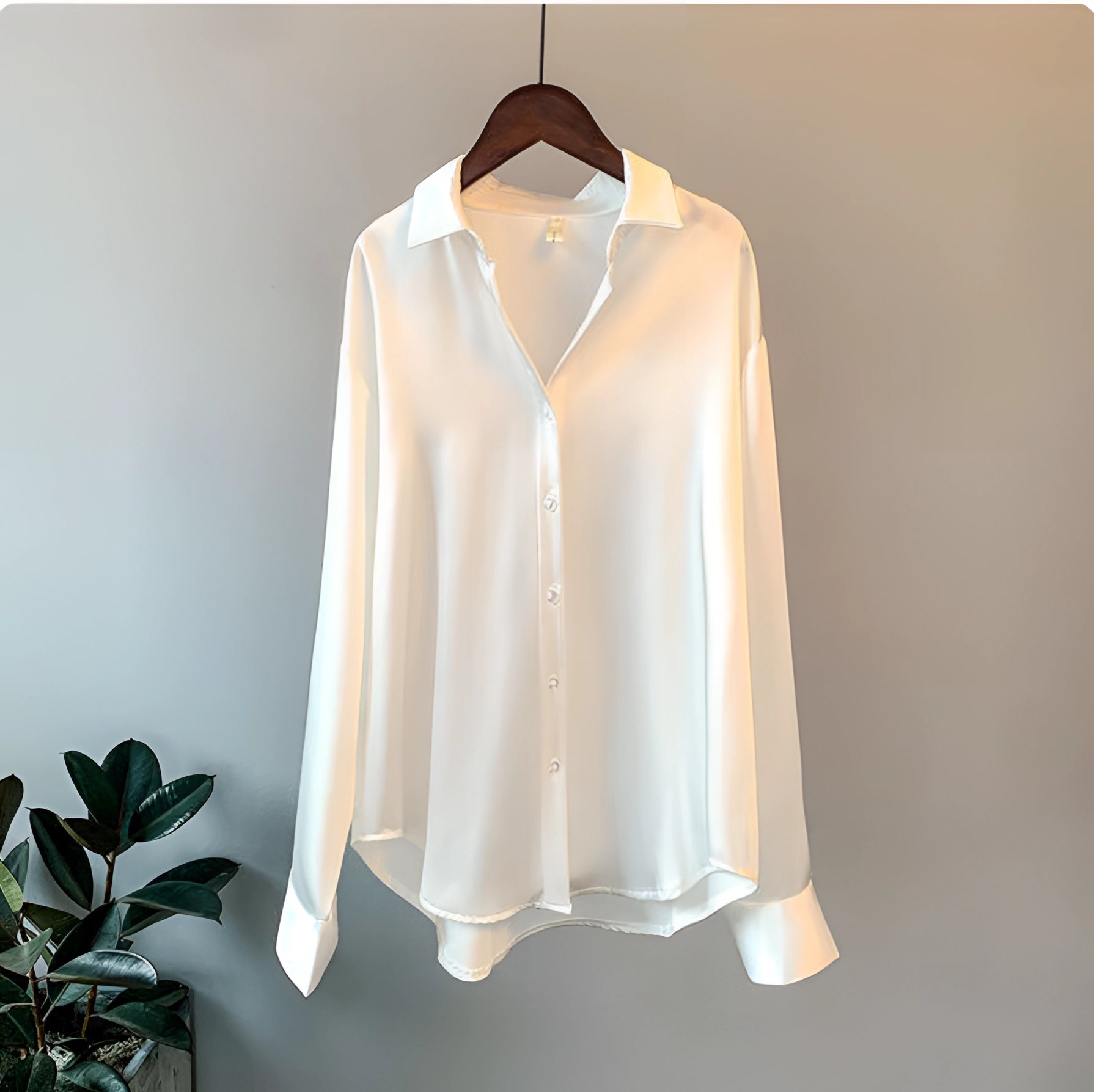 Chloe | Luxury Satin Button-Up Silk Blouse