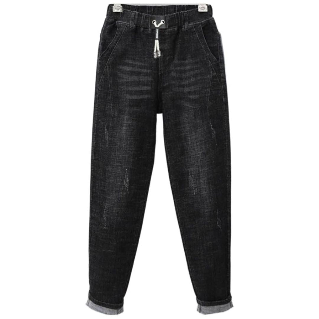 Elastic High-Waisted Baggy Jeans In Plus Size