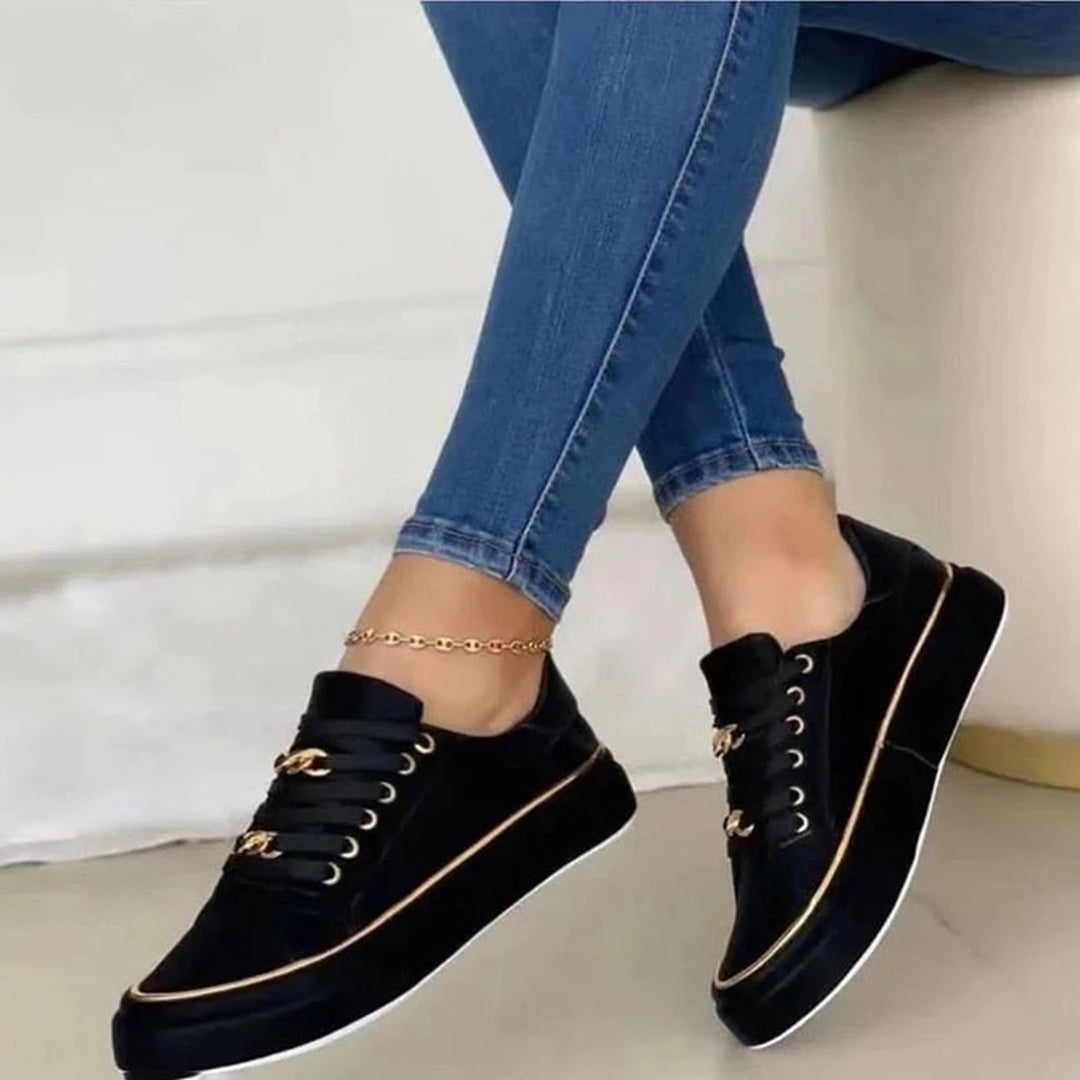 Chic Women's Sneakers with Gold Accent