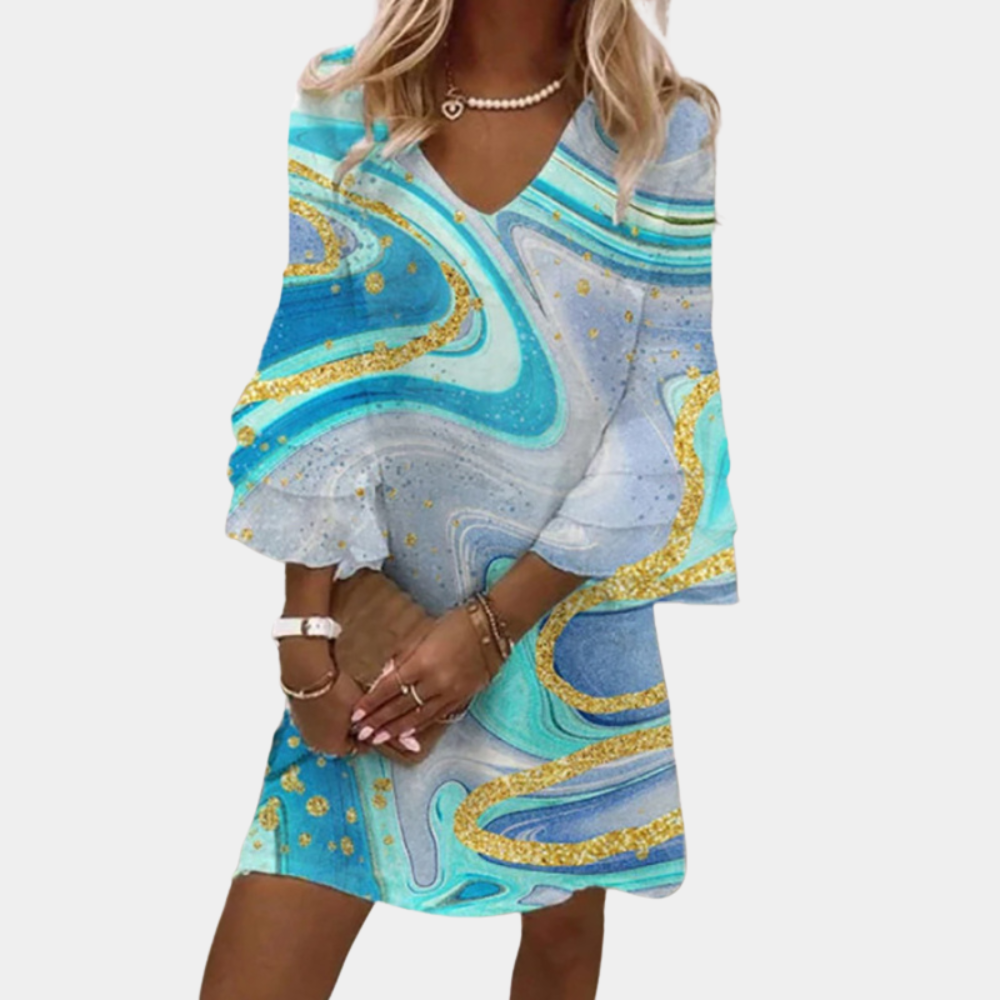 Scarlett | Women's V-Neck Ruffle Sleeve Dress