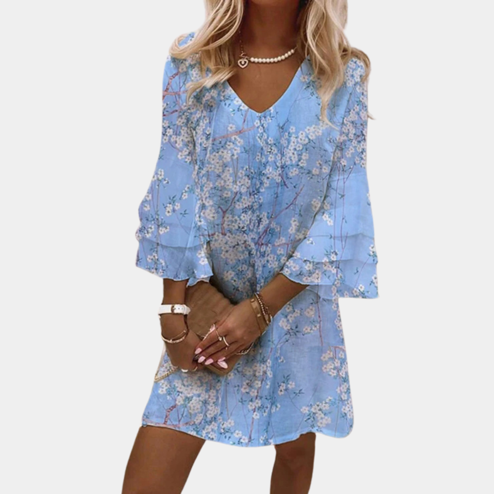 Scarlett | Women's V-Neck Ruffle Sleeve Dress