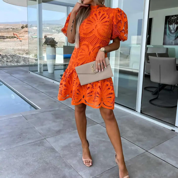 Phoebe | Women's A-Line Dress with Puff Sleeves