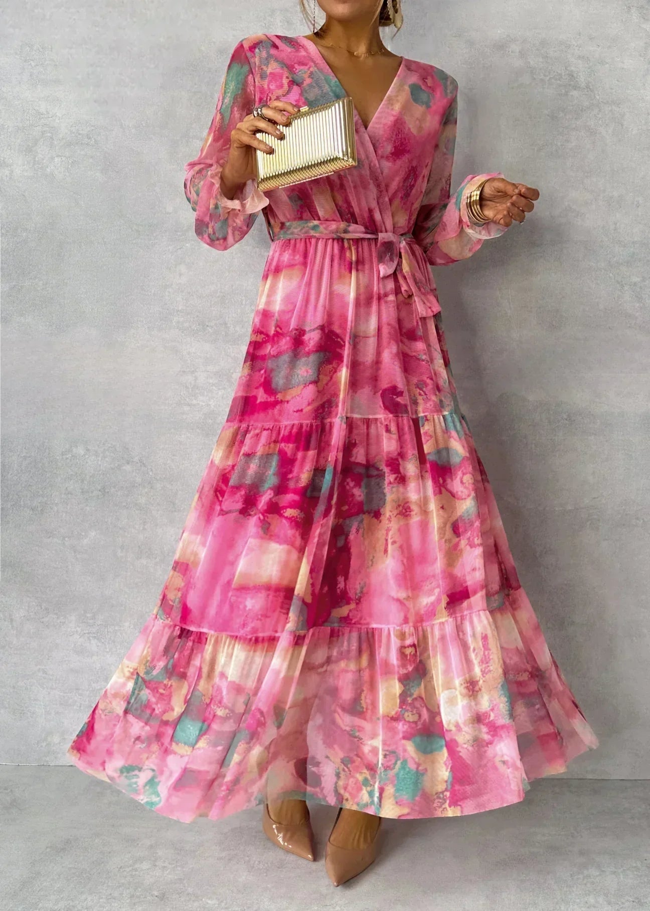 Daisy | Elegant Women's Long Sleeve Pink Dress