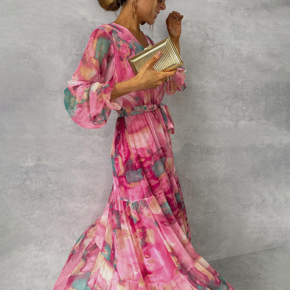 Daisy | Elegant Women's Long Sleeve Pink Dress