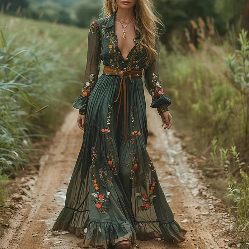 Summer | Boho Maxi Dress with Tiered Skirt