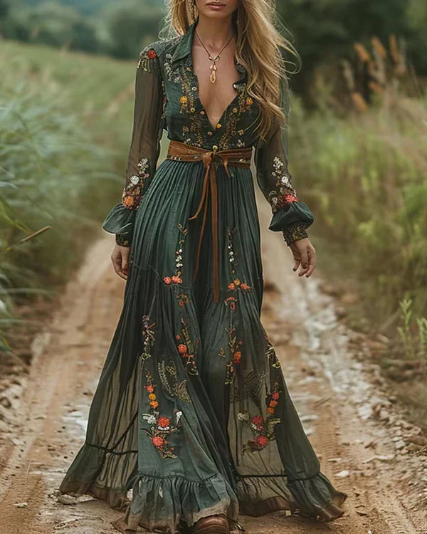 Summer | Boho Maxi Dress with Tiered Skirt