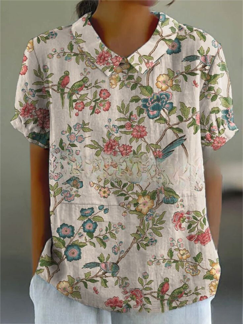 Poppy | Women's Vintage Floral Blouse for Casual Wear
