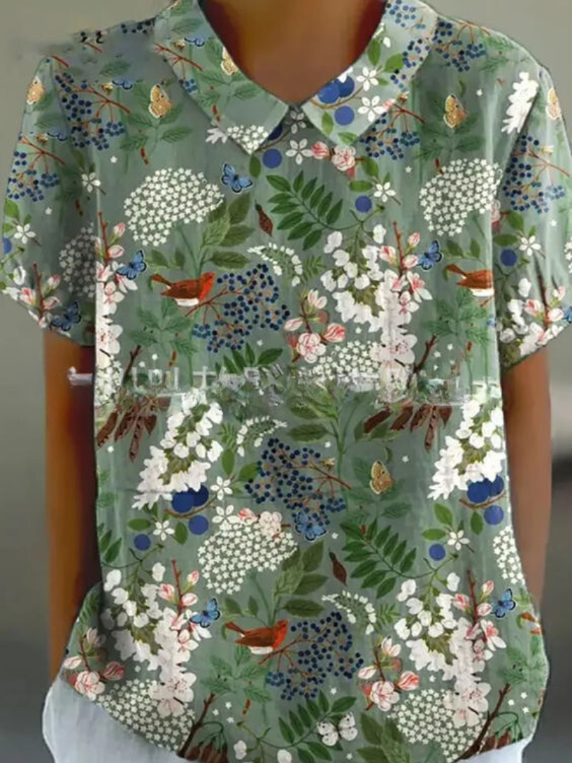 Poppy | Women's Vintage Floral Blouse for Casual Wear