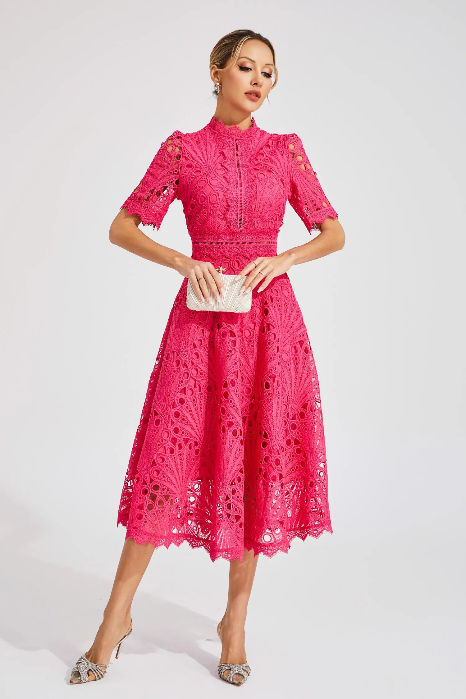 Amelia | Elegant Lace Midi Dress for Women