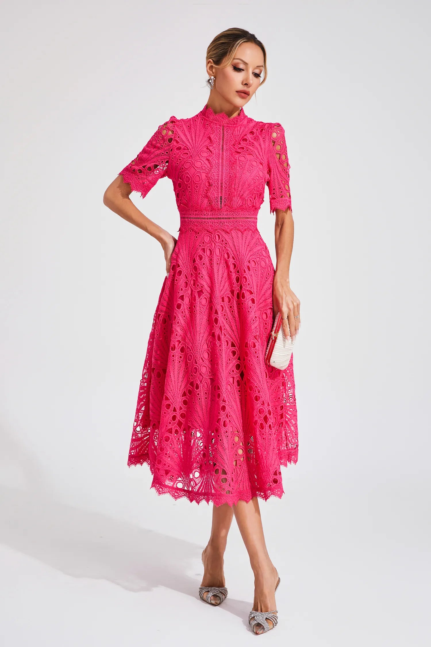 Amelia | Elegant Lace Midi Dress for Women