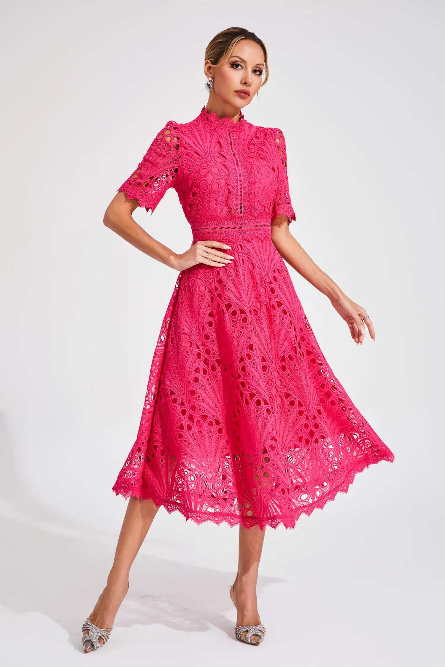 Amelia | Elegant Lace Midi Dress for Women