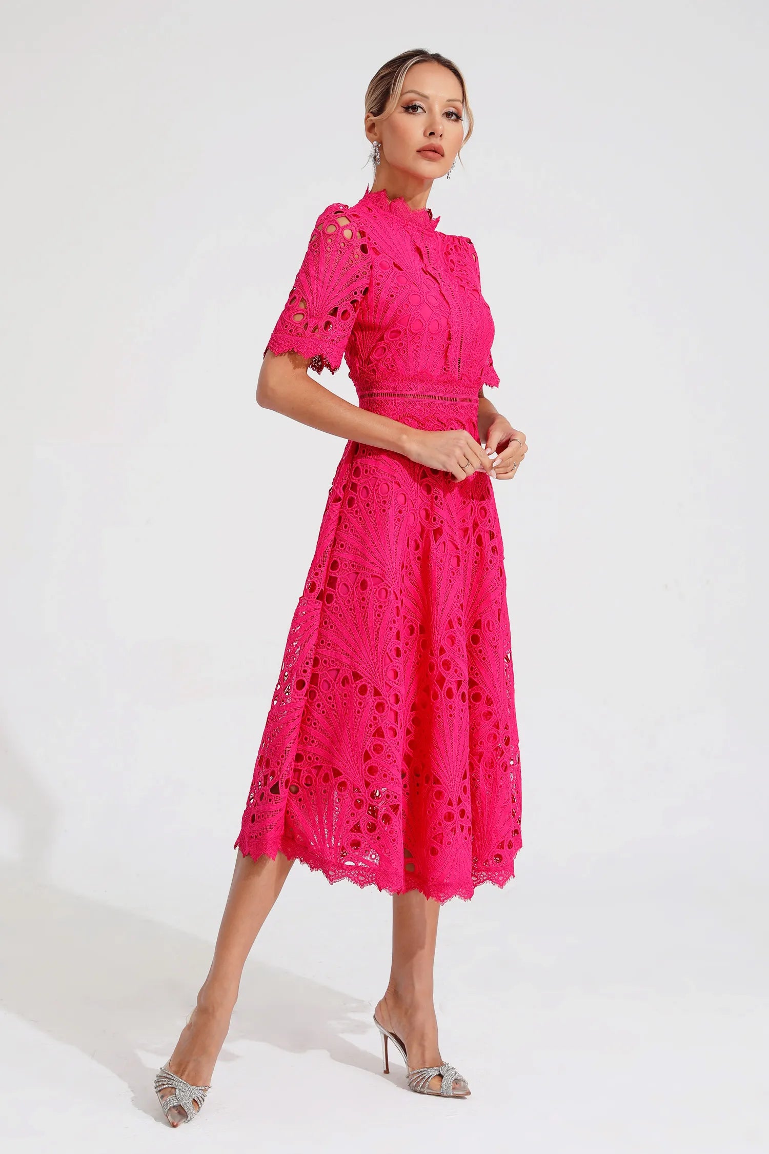 Amelia | Elegant Lace Midi Dress for Women