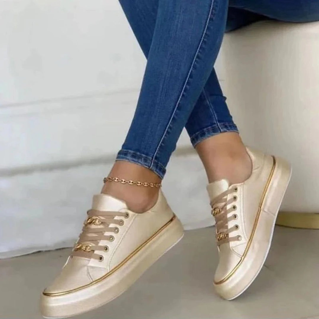 Chic Women's Sneakers with Gold Accent