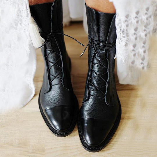 Elegant Leather Heel Boots