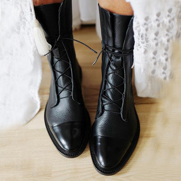 Elegant Leather Heel Boots