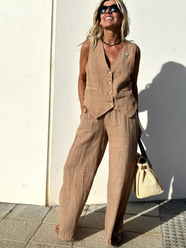 Sia | Chic Women's Linen Vest and Pants Set