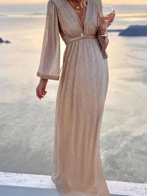 Arabella | Elegant Evening Gown with Shimmering Sleeves