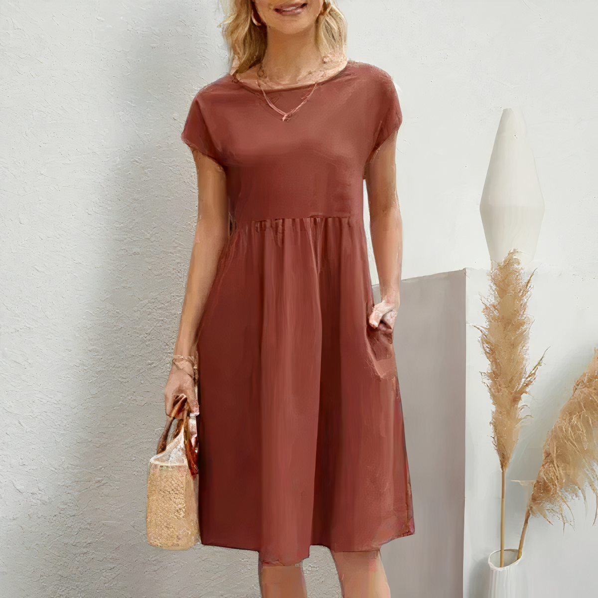Amelia | Women's Knee-Length Dress with Pockets