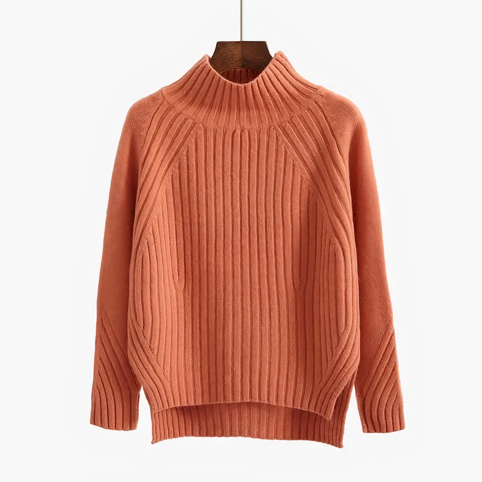 Premium Rib-Knit High Neck Sweater