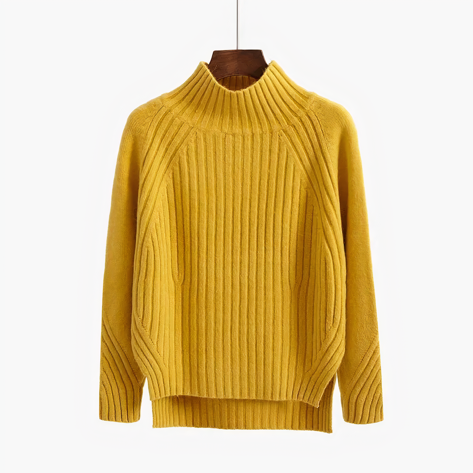 Premium Rib-Knit High Neck Sweater