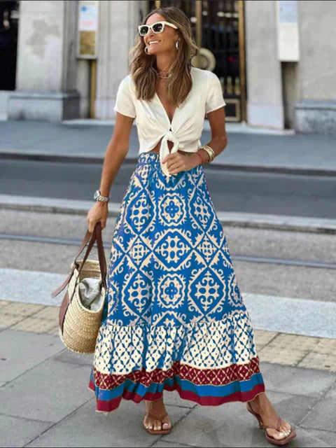 IZZY | Retro Boho Style Long Skirt