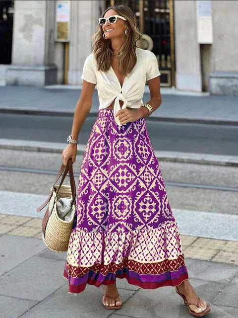 IZZY | Retro Boho Style Long Skirt