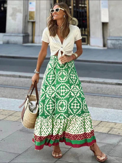 IZZY | Retro Boho Style Long Skirt