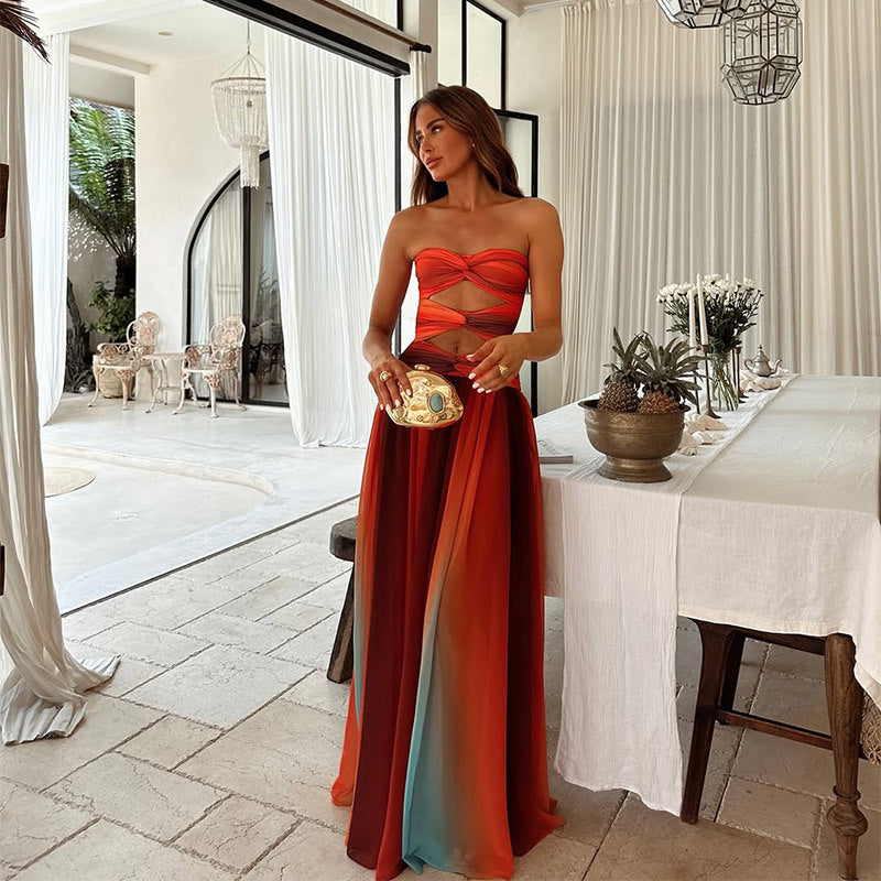 Ava | Elegant Strapless Maxi Dress - Wedding Guest