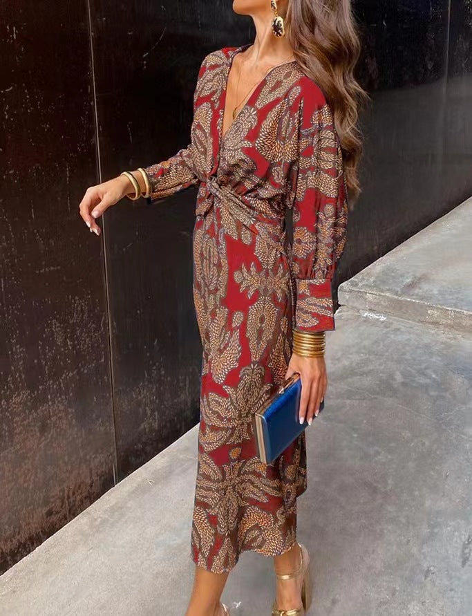 Zara | Women's V-Neck Twist Front Midi Dress