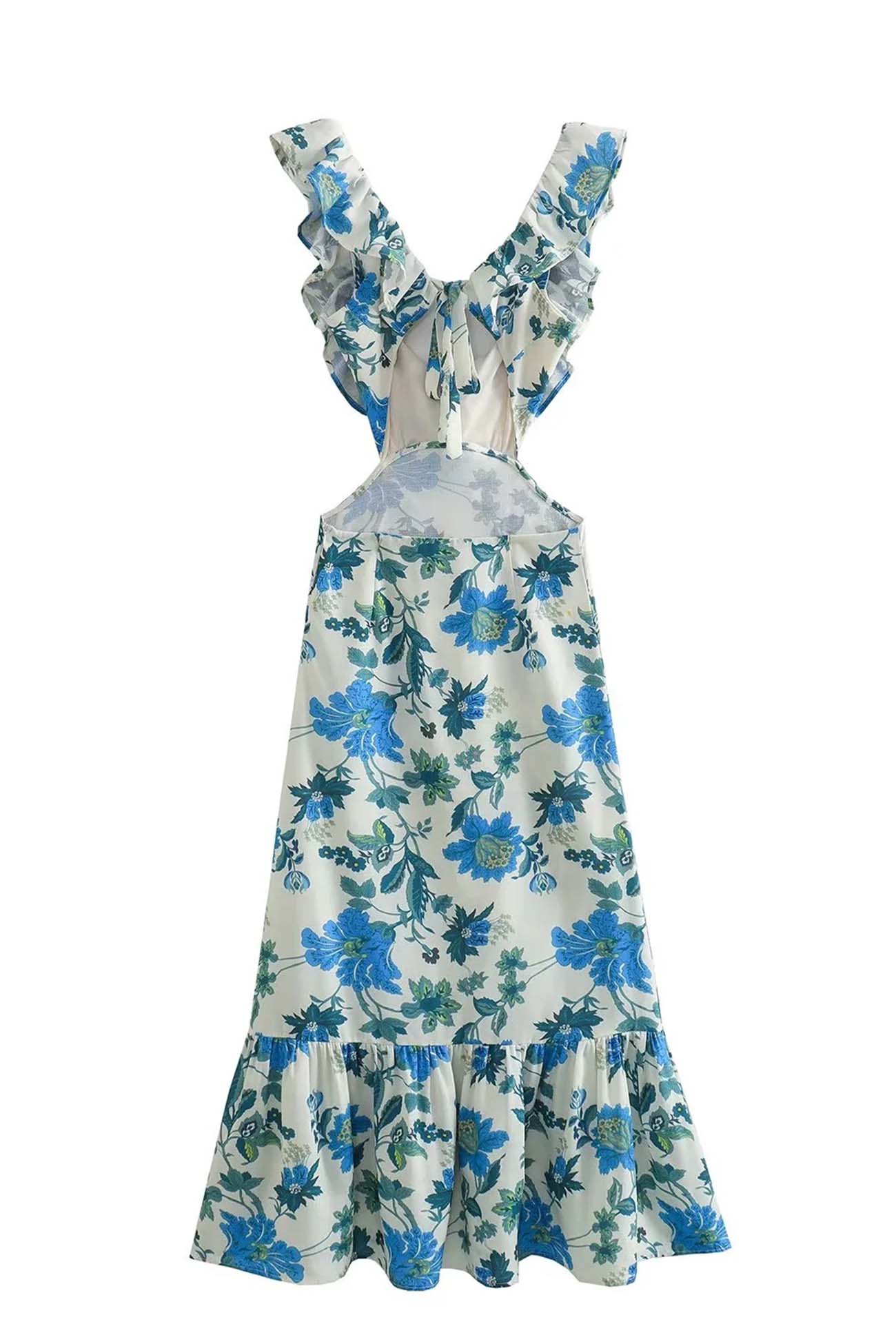 Piper | Women's Floral Ruffle V-Neck Maxi Dress