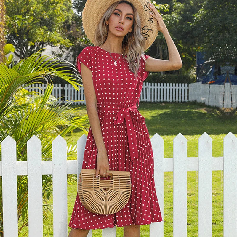 Ellie | Floral Patterned Dress with Polka Dots