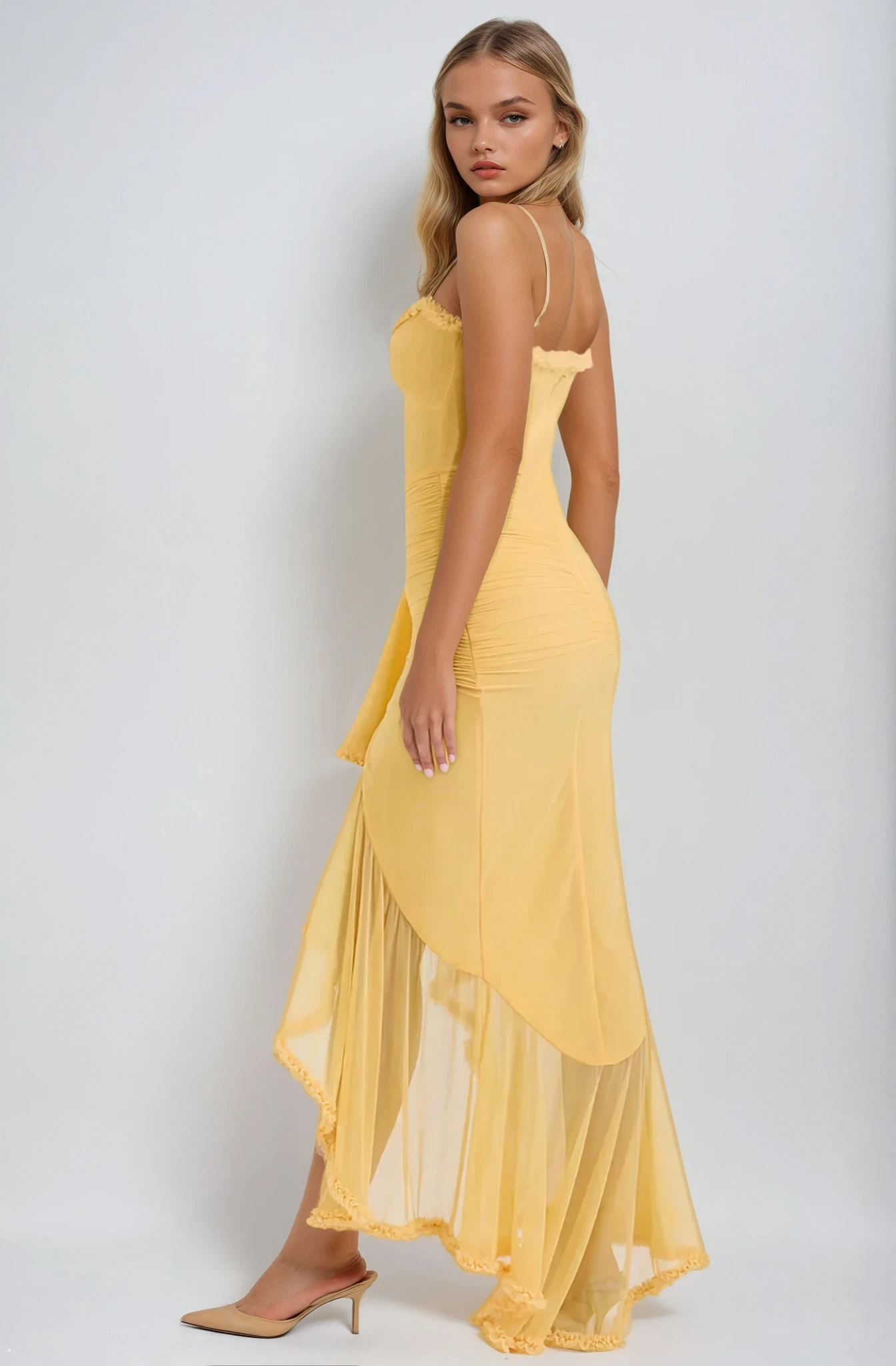 Luna | Elegant Ruffled Gown for Wedding Guest
